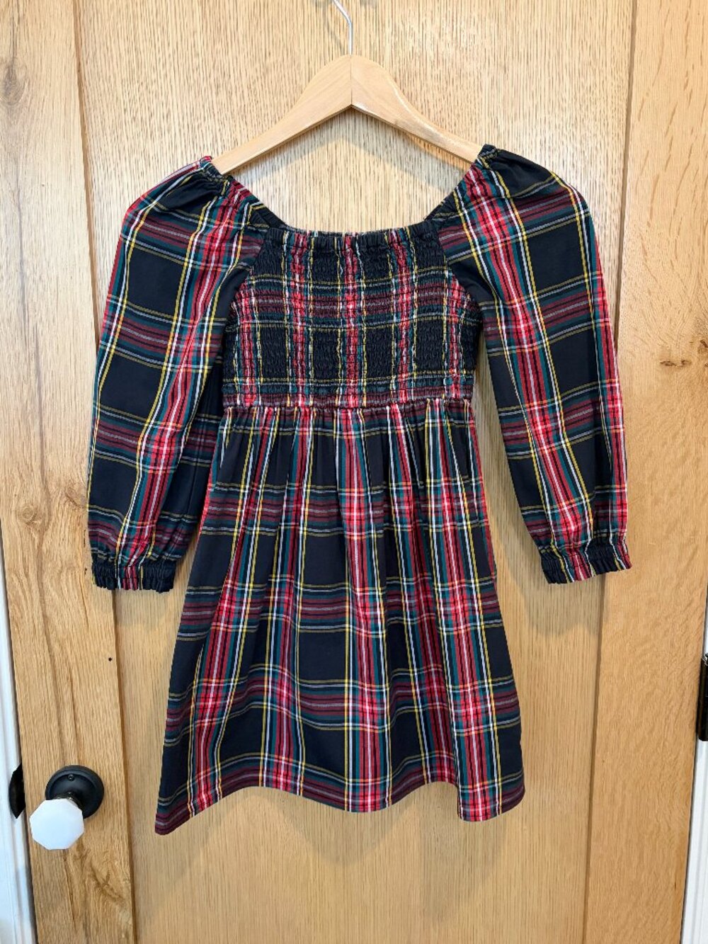 Crewcuts Girls Smocked Stewart Tartan Plaid Cotton Dress, Size 7
